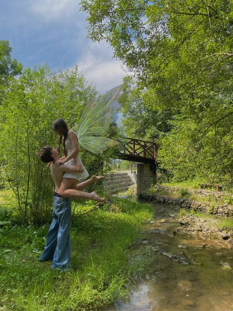 Fairy core, couples, fairy, nature, wings Fairy Tale Love Aesthetic, Cottage Couple Aesthetic, Fairy Couple Photoshoot, Cottagecore Couple Aesthetic, Fairy Girlfriends, Cottage Core Couple, Nature Couple Aesthetic, Cottage Couple, Cottagecore Couple