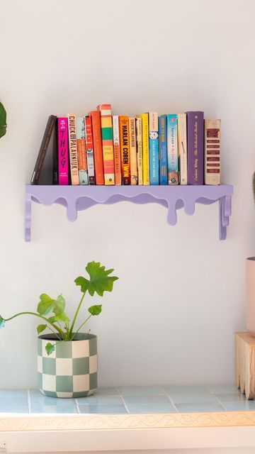 Annika on Instagram: "The first batch of drippy shelves in now available! They are linked in my bio 🤗 Let me know what color you want to see next!!" Drippy Shelves, Drippy Shelf, Fun Shelves, Funky Shelves, Furniture Nursery, Painting Shelves, Colorful Shelf, Shelf Inspiration, Bookshelf Inspiration