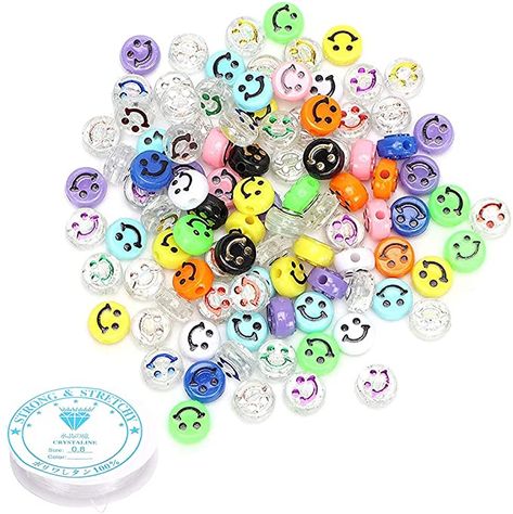 Multicolor Smiley Face Beaded Bracelets As Gift, Cheerful Smiley Face Beaded Bracelets With Round Beads, Fun Smiley Face Round Bead Bracelets, Adjustable Smiley Face Round Bead Bracelets, Smiley Beads, Smiley Face Beads, Multicolor Smiley Face Round Beads Jewelry, Diy Jewelry Making Bracelets, Diy Gifts For Friends