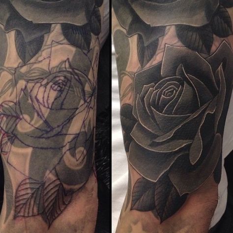 Roses!! A little more on this tribal #coverup #rotaryworks ... #mentattoos #tattooideas Black Rose Tattoo Coverup, Rose Cover Up Tattoo, Rose Tattoo Cover Up, Arm Cover Up Tattoos, Forearm Cover Up Tattoos, Cover Up Tattoos For Men, Tatuaje Cover Up, Rose Drawing Tattoo, Rose Tattoo Sleeve