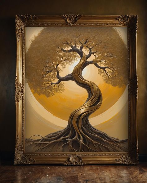 Golden strength Canvas 80x100см 🎨 Acrylic painting crafted in an impressionistic style. It features a magnificent tree with a gracefully twisted trunk, a radiant, golden halo, and roots symbolizing grounded stability Imagine this artwork in your space, bringing you luck and joy every day. It’s more than just a painting - it represents your journey to success and the limitless opportunities ahead🌟 Why You Should Have It: • Strength: Reminds you to stay strong. • Beauty: Makes any room ... Special Painting, Good Feelings, Interior Paintings, Bedroom Artwork, Journey To Success, Acrylic Artwork, Creative Artwork, Handmade Artwork, Drawing Artwork