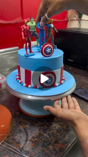 New Bits N Bites (Bakery & Cafe☕️ ) A Unique Teste on Instagram: "Avengers Theme Cake Design 🎂.  #avenger #avengers #avengerstheme #avengersthemecake #fondant #fondantcakes #fondantart #fondanticing #chirawa #jhunjhunu #bakery #chef #homebaker #bakerychef #cakeartists #cakedecoration #fondantcakedecoration #reels #instacake #viral #viralvideos #trending" Super Hero Cakes For Boys, Avenger Theme Cake, Avengers Cake Ideas, Marvel Cake Ideas, Avengers Cake Design, Avengers Themed Cakes, Avengers Birthday Cake, Avengers Theme Birthday, Superhero Cakes