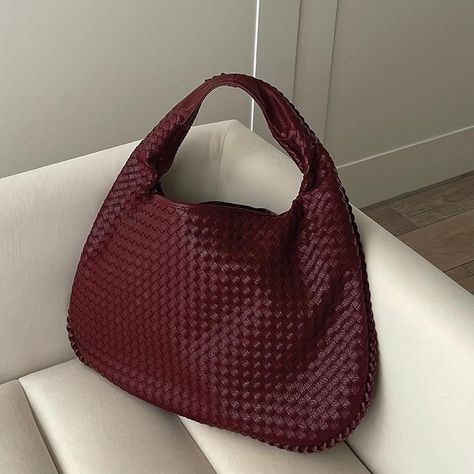 Amazon.com: Burgundy Vegan Leather Shoulder Bag for Women Large Woven Burgany Purse Tote Bag Hobo Travel Handbag Braided Purse Luxury Red Hobo Bag For Formal Occasions, Luxury Burgundy Shoulder Bag With Zipper Closure, Luxury Burgundy Shoulder Bag With Leather Handles, Luxury Burgundy Bag With Leather Handles, Luxury Soft Leather Red Hobo Bag, Cheap Burgundy Shoulder Bag For Shopping, Luxury Burgundy Shoulder Bag With Double Handle, Luxury Burgundy Shoulder Bag For On-the-go, Luxury Burgundy Shoulder Bag For Office