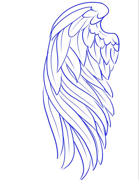 Wings Tattoo Stencil Design, Angel Wings Design Drawing, Forearm Wing Tattoo Stencil, Wings Tattoo Design On Back, How To Draw Angel Wings Step By Step Easy, Colored Wings Tattoo, Wing Tattoo Sketch, Heart With Wings Tattoo Design, Wings Sketch Tattoo