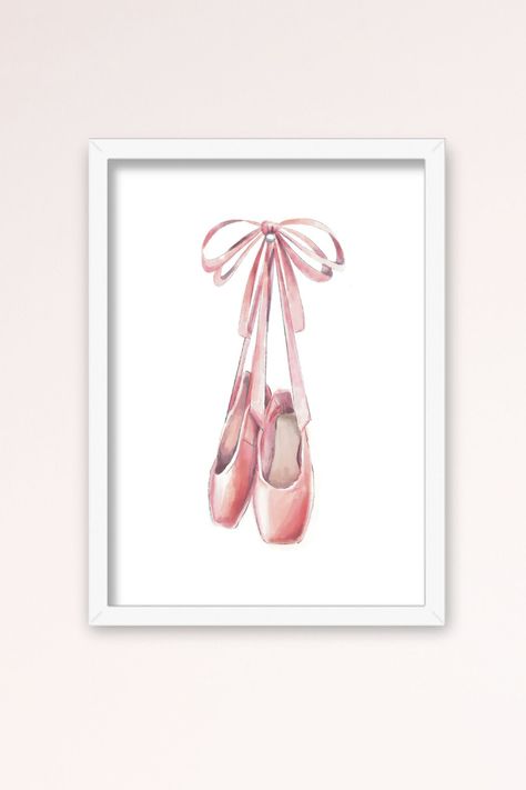 ballet shoes, ballet point shoes, ballerina shoe, shoes print, ballerina wall art, ballet shoes print, nursery prints girl, wall art for girls, instant download, ballet shoes art, kids wall art, girls wall art, girl print Girls Ballerina Bedroom, Girls Room Artwork, Teen Girl Wall Decor, Ballet Nursery, Childrens Ballet, Ballerina Nursery, Nursery Prints Girl, Shoes Print, Art Ballet