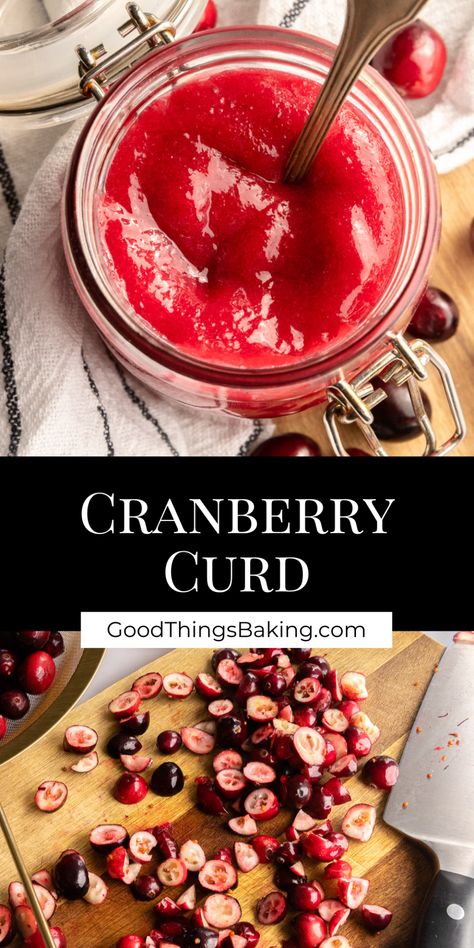 Tangy and tart, with a vivid, beautiful color, cranberry curd is the perfect holiday dessert element. Use it as a cake or tart filling, spread, or topping. It only requires 4 ingredients (5 if you count water) and comes together in less than 20 minutes. Cranberry Filling Recipe, Cranberry Curd Tart, Cranberry Treats, Filling For Cakes, Cranberry Curd, Fresh Cranberry Recipes, Curd Tart, Tart Filling, Curd Recipe