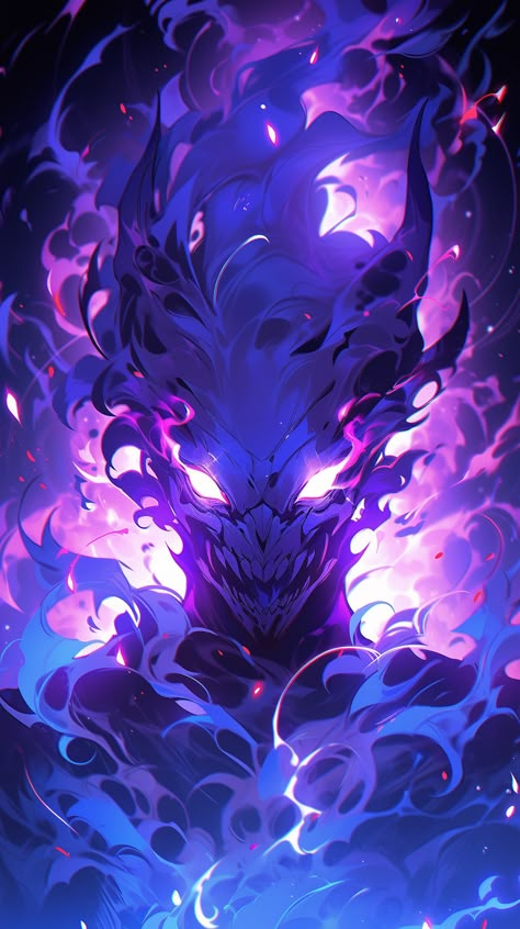 Inner Monster, Blue Demon Art, Purple Demon, Phoenix Artwork, Anime Photo Profile Dark, Dark Purple Wallpaper, Fantasy Demon, Super Powers Art, Magic Design