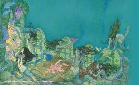 Image from Charles Santore's illustrated version of Hans Christian Andersen's classic tale Charles Santore, Mermaid Illustrations, Hans Christian Anderson, Mermaid Illustration, Mermaid Wallpapers, Fantasy Mermaids, Mermaid Painting, Mermaid Aesthetic, Fairytale Illustration