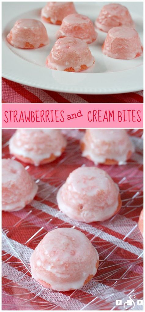 Strawberries and Cream Bites - Butter With a Side of Bread Craft Cookies, Strawberry Recipe, Awesome Desserts, Diy Easy Recipes, Cake Mini, Dessert Simple, Mini Bites, Fun Baking, Beverage Recipes