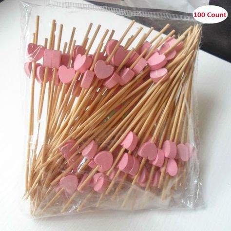 Amazon.com | AKOAK 100 Counts Handmade 4.7" Pink Heart Cocktail Sticks Sandwich Fruit Toothpicks Cocktail Picks Party Supplies: Cocktail Picks Fruit Toothpicks, Men Ornaments, Heart Cocktail, Wine Markers, Poinsettia Flowers, Cocktail Sticks, Cocktail Picks, Food Picks, Poinsettia Flower