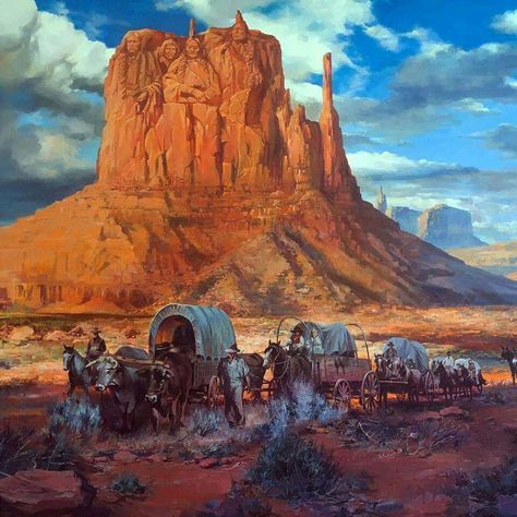 Western Illustration Wild West, Wild West Landscape, Caravan Paint, Western Scenery, Western Cartoon, Western Games, Horse Wagon, Weird West, Western Frontier