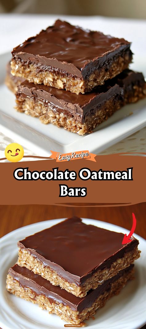 Satisfy your sweet tooth with Chocolate Oatmeal Bars, a delightful treat that blends the chewy texture of oats with the indulgence of rich chocolate. These bars are a breeze to make and perfect for packing as a snack or enjoying with a cup of coffee. Every bite offers a taste of gooey chocolate mixed with the hearty wholesomeness of oatmeal. Oatmeal Heath Bar Cookies, Oatmeal Chocolate Bars, Desserts With Oats, Heath Bar Cookies, Chocolate Oat Bars, Oatmeal Chocolate Chip Bars, Oatmeal Bars Recipes, Chocolate Oatmeal Bars, Oatmeal Cookie Bars