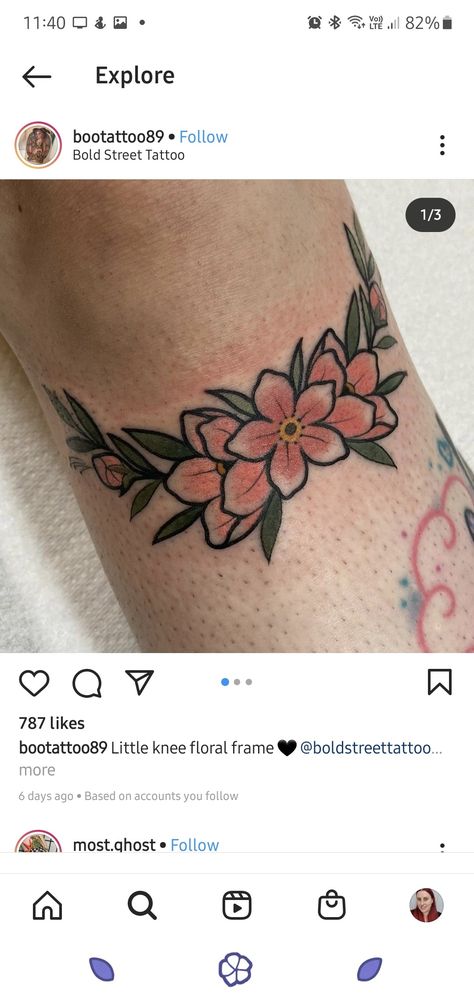 Flower wreath tattoo Knee Wreath Tattoo, Flower Wreath Tattoo, Jasmine Tattoo, Wreath Tattoo, Ta Ta, Knee Tattoo, Jasmine Flower, Tat Ideas, Ankle Tattoo