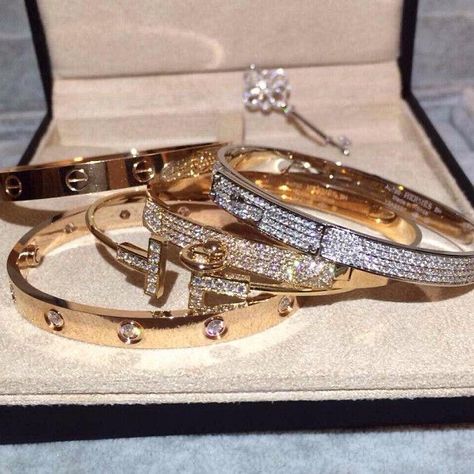 Expensive Jewelry Luxury, Cartier Jewelry, Dope Jewelry, Gold Bracelets, Classy Jewelry, Expensive Jewelry, Girly Jewelry, Cartier Love Bracelet, Jewelry Inspo