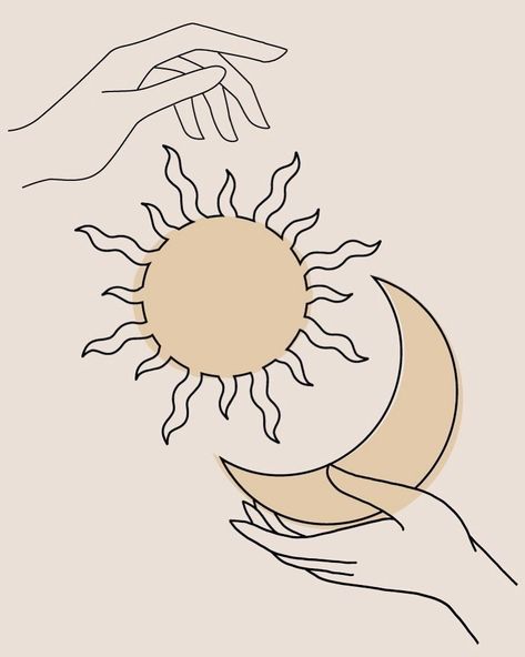 Line Art Moon, Wallpaper Line Art, Sun And Moon Print, Sun Drawing, Art Hippie, Sun And Moon Drawings, Hippie Aesthetic, Art Moon, Moon Drawing