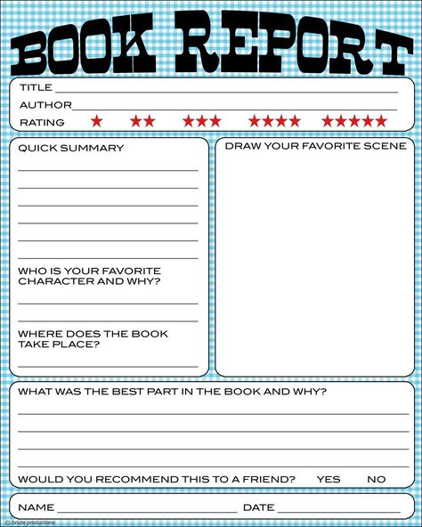 Free Book Report Printable - Great for lower primary grades. It also could be a nice idea for a summer activity to keep the mind working. I like the idea of creating a sort of ongoing binder tracking their fave books over a period of time. Book Report Template, 4th Grade Books, 2nd Grade Books, Elementary Books, Book Review Template, Homeschool Writing, Library Lessons, Grade Book, Book Report