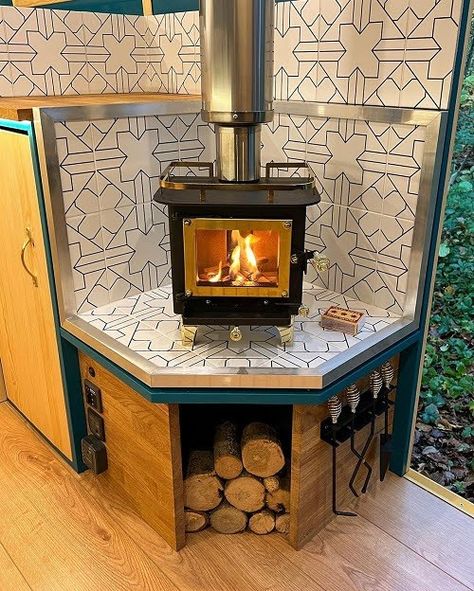 Mini Wood Stove, Motorhome Remodel, Best Campervan, Small Travel Trailers, Build Inspiration, Diy Camper Remodel, Campervan Life, Home On Wheels, Light Colored Wood