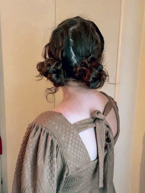 Taylor Swift Bun Hairstyle, Brunette Space Buns, Folklore Inspired Hairstyles, Space Buns Prom Hair, Taylor Swift Space Buns, Short Hairstyles Space Buns, Bridal Space Buns, Space Buns Prom, Space Bun Aesthetic