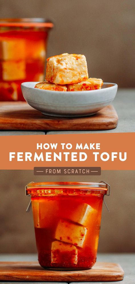 Learn how to make fermented tofu, also known as chao, from scratch! It's the perfect condiment to use in sauces, marinades, soups, and more! #plantbased #vegan #tofu Fermented Tofu, Vegan Gourmet, Vietnamese Dishes, Tofu Marinade, Fermentation Recipes, Vegan Tofu, Tofu Dishes, Healing Foods, Cheesy Sauce