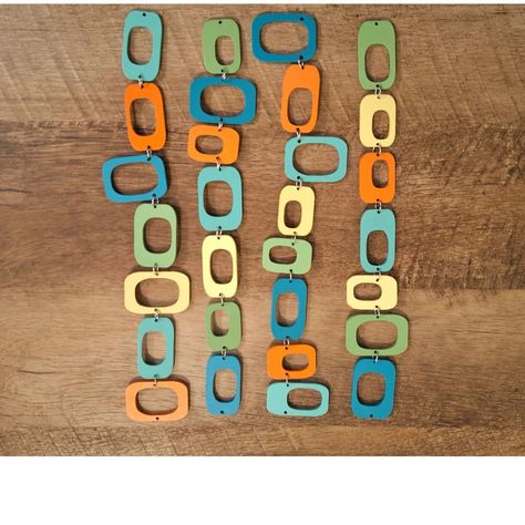 Mid Century Modern Wall Art Hanging Geometric Chain Accessory Garland Mod Decor MCM Style Retro Colors - Etsy Mid Century Modern Aesthetic, Mcm Style, Mod Decor, Vintage Nostalgia, Dashboard Header, Mid Century Modern Wall Art, Mid Modern, Art Stand, Wall Art Hanging