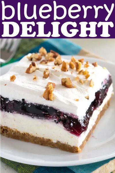 Blueberry Lush, Blueberry Fluff, Blueberry Ideas, Lush Desert, Lush Desserts, Light Summer Desserts, Lush Dessert, Berry Desserts, Blueberry Desserts Recipes