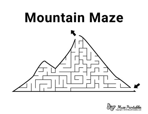 Free printable mountain maze. Download it at https://museprintables.com/download/maze/mountain/ Mountain Unit Preschool, Mountain Activities Preschool, Mountain Activities For Kids, Free Printable Mazes, Travel Kids Activities, Mazes For Kids Printable, Maze Activity, Maze Worksheet, Printable Mazes