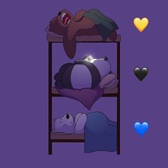 Comment the emoji of which bear you are on bed 💛🖤💙 We Are Bears, Under Blanket, Looney Tunes Wallpaper, Ice Bear We Bare Bears, Panda Images, We Bare Bears Wallpapers, Screen Savers Wallpapers, The Emoji, Ice Bears