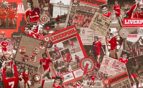 Liverpool Football Club vintage football images and memorabillia used to create bespoke sports wallpaper at sportswalls.co.uk or upload your own photos for a truly unique wallpaper mural. Football Pub, Sports Wallpaper, Uefa Super Cup, Mr D, Football Images, European Cup, Bedroom Wallpaper, Remember Quotes, Sports Wall