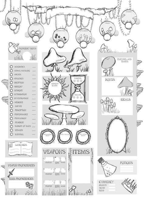 [NS] I was told to post this here! My shroomy character sheet for my one-shot Spore Druid, Button! 🍄 : NotAnotherDnDPodcast Dungeon And Dragons Character Sheet, Dungeoneers Pack Dnd, Blank Dnd Character Sheet, Dnd Character Template, D D Character Sheet 5e, D N D Character Sheets, Cute Character Sheet Dnd, How To Make Dnd Character, Dnd 5e Character Sheet Printable