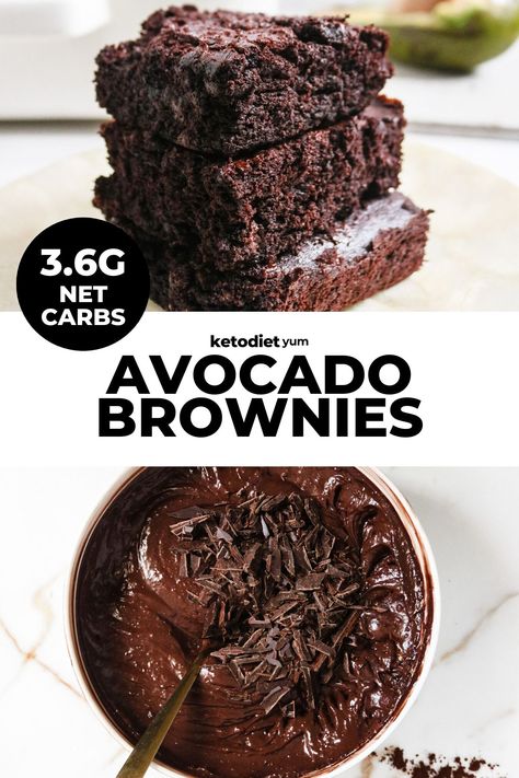 Keto Avocado Brownies Recipe Brownies Thanksgiving, Keto Mug Brownie, Keto Avocado Brownies, Mug Brownie, Keto Mug, Sugar Free Brownies, Avocado Brownies, Low Carb Brownies, Chocolate Peanut Butter Fudge