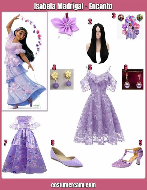 How To Dress Like Isabela Madrigal Costume Guide For Cosplay & Halloween Isabella Madrigal Costume, Isabela Encanto Costume, Isabela Madrigal Costume, Encanto Costume Diy, Isabela Madrigal Dress, Isabella Cosplay, Encanto Disneybound, Isabella Costume, Encanto Costume