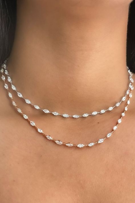 Diamond Chain Indian, Gold And Diamond Necklace Set, Everyday Diamond Necklaces, Women’s Diamond Necklace, Y Necklace Diamond, Simple Indian Diamond Necklace, Diamond Necklace Chain, Cute Diamond Necklace, Diamond Chain With Pendant