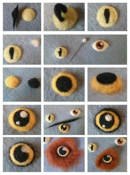 Felt Cheese, Owl Tutorial, Tovad Ull, Eyes Tutorial, Hantverk Diy, Needle Felting Tutorial, Needle Felted Cat, Needle Felting Diy, Yoga Studio Decor