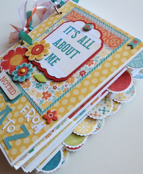 Cinch Projects, Scrapbook Cover, Mini Albums Scrap, Mini Album Tutorial, Scrap Album, Premade Scrapbook, Mini Journal, Scrapbook Kit, All About Me