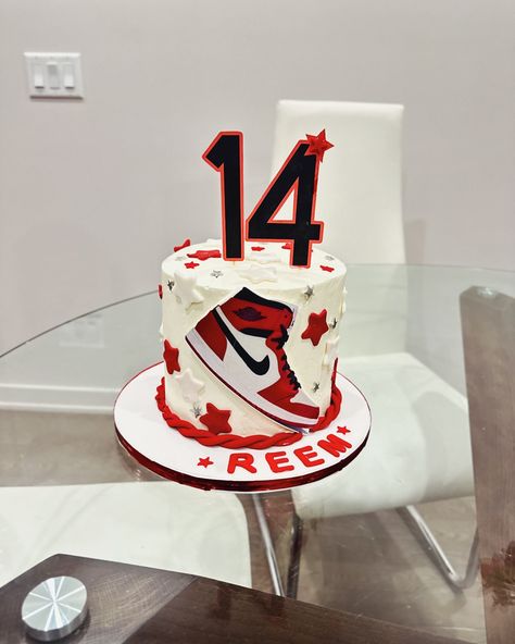 Custom design cake! . . . #cake #cakedecorating #cakestyle #nike #nikes #nikeshoes #kidsbirthdaycake #mybarrhaven Nike Shoe Cake, Running Cake, Nike Cake, Sweets Ideas, Shoe Cake, Design Cake, Nike Shoe, Creative Birthday, Fashion Cakes