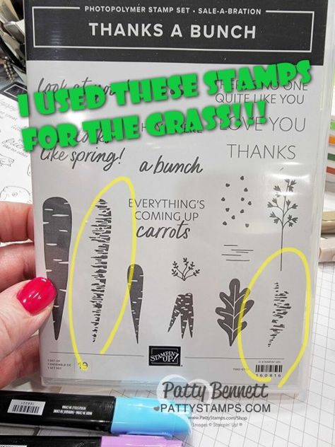 Use the carrot stamps as grass!! Stampin\' UP! Easter Bunny Punch Bundle card! Stampin Up Carrots, Stampin Up Bunny Punch, Stampin Up Thanks A Bunch Cards, Stampin Up Easter Cards 2023, Thanks A Bunch Stampin Up Cards, Easter Bunny Stampin Up Cards 2023, Stampin Up Easter Bunny 2023, Easter Cards Stampin Up Stamps, Easter Bunny Punch