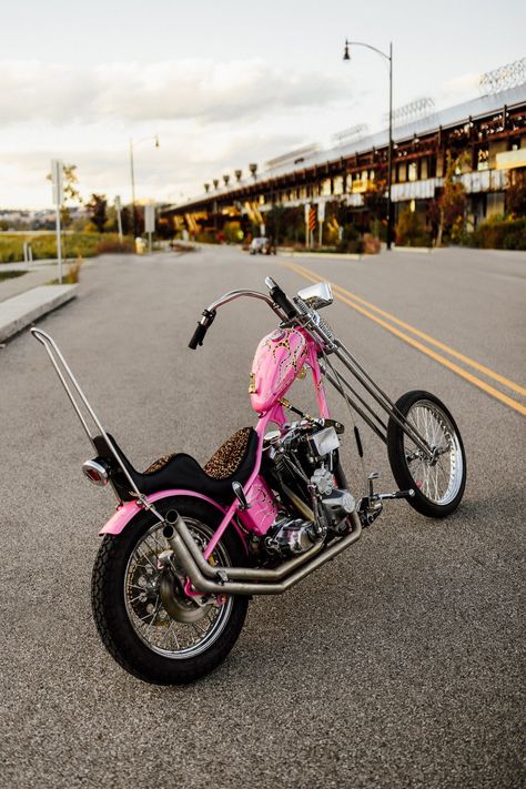 Pink Chopper Motorcycles, 70s Chopper, Shovelhead Chopper, Custom Harley Davidson, Bike Chopper, Moped Motorcycle, Harley Chopper, Motorcycle Baby, Sportster Chopper