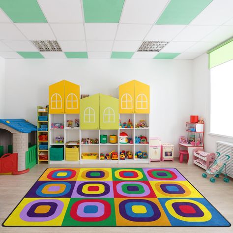 PRICES MAY VARY. 🚗【CLASSROOM SEATING DESIGN】- Our playmat is soft, non-slip and thick. Printed graphics with the theme of classroom seating will make your child have a better experience indoors. 👪🏻【MULTI-PURPOSE MAT】 - This classroom carpets area rug can be used in different scenarios. Multiple uses of mats, not only can use as children’s playmate,but also can use as the normal rug for your home, Yoga mat, area rug etc. 👶🏻【NON SLIP PLAYMAT RUG】-This play mat made of premium polyester with d Daycare Design Ideas, Library Corner, Kids Church Decor, Classroom Carpets, Home Childcare, Daycare Design, Preschool Rooms, Seating Design, Classroom Seating