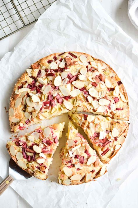 Norwegian Rhubarb and Almond Cake | The View from Great Island % Norwegian Recipes, Nordic Recipe, The View From Great Island, Brunch Cake, Rhubarb Desserts, Almond Cake Recipe, Rhubarb Cake, Cake Mug, Pear Cake