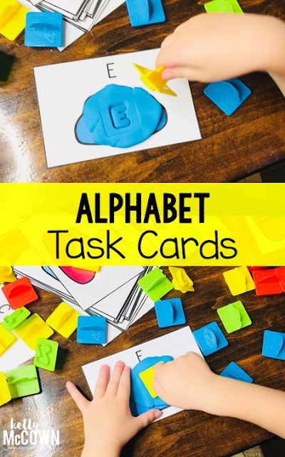 Kindergarten Task Cards for learning the Alphabet are so much fun! Use play dough to stamp out the letters on the cards. Grab your set of cards now. Stem Task Cards, Fun Reading Games, Task Cards Kindergarten, Task Cards Free, Eld Ideas, Elementary Math Classroom, Teacher Favorites, Teaching Essentials, First Year Teaching