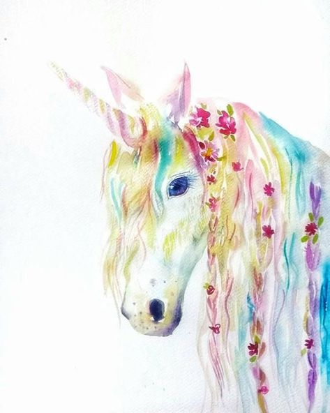 Horse Nursery Decor, Unicorn Artwork, Painting Nursery, Unicorn Painting, Horse Christmas, Unicorn Pictures, Watercolor Nursery, Unicorn Wallpaper, Colorful Illustration