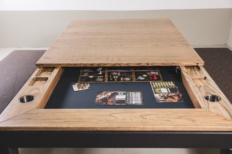 The Phalanx - A Gaming table to play, work and eat. Game Table Coffee Table, Dining Room Game Table, Gaming Dining Table, Board Game Dining Table, Diy Game Table Ideas, Board Game Table Ideas, Boardgame Table Ideas, Board Game Tables, Puzzle Table Ideas