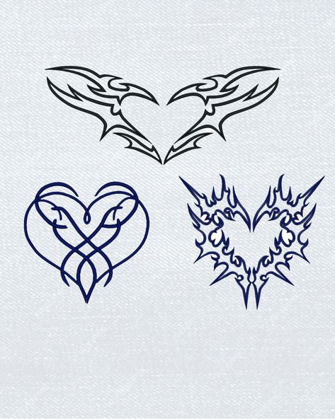 Y2K Heart Embroidery Bundle Tribal Heart Machine Embroidery Design 90s Style Heart Embroidery Trendy Embroidery Heart Tattoo Dst Heart  Pes Love Heart Design, Embroidery Y2k, Embroidery Designs Y2k, Embroidery Design Machine, Stitched Heart Drawing, Embroidery Heart Tattoo, Heart Wings, Y2k Embroidery, Y2k Heart