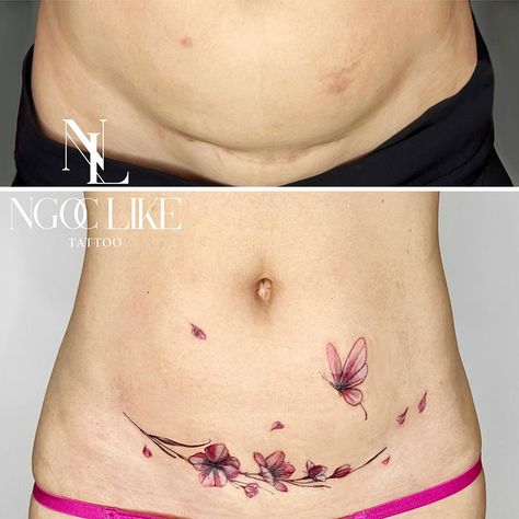 Cute Belly Tattoos, Belly Tattoos For Women, Lower Stomach Tattoos For Women, Mastectomy Scar Tattoo, Pelvic Tattoos, Belly Button Tattoos, Lower Belly Tattoos, Small Belly, Button Tattoo