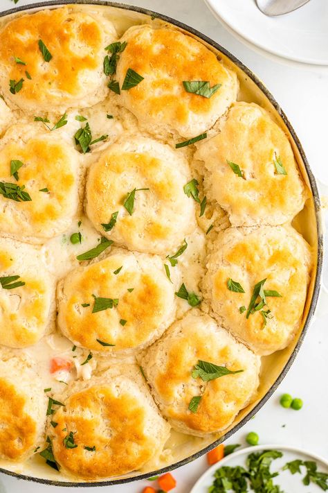 Chicken And Biscuits Recipe Easy, Easy Dinner With Biscuits, Dinner Recipes With Biscuits, Chicken Stew And Biscuits, Rotisserie Chicken And Biscuit Recipes, Chicken And Bisquick Recipes, Chicken And Biscuits Stove Top, Easy Chicken And Biscuits Recipe, Frozen Biscuit Recipes Dinners