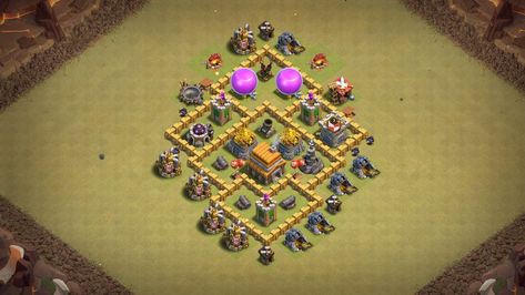 Clash of clans Best Town Hall 5 bases layout links Clan Castle, Trophy Base, Fireworks Pictures, Th 5, Hay Day, Three Star, Gold Walls, Clash Of Clans, Town Hall