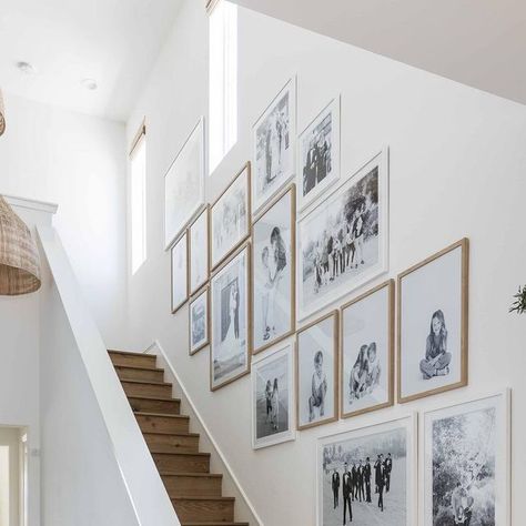 Pure Salt Interiors on Instagram: "My personal favorite room in my #casalincoln home is the entryway, which features a gallery wall with all of our favorite family photos. 🤍 To avoid worrying about the coloration or style of the images competing with one another, I chose black and white prints to keep things cohesive while showcasing the timeline of my family through generations and occasions! Then I experimented with different frame possibilities (I loved mixing the wood and white!). and then Family Timeline Wall, Decorating My First Apartment, Salt Interiors, Pure Salt Interiors, Garage Storage Inspiration, Unique Framing, Picture Gallery Wall, Pure Salt, Display Family Photos