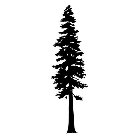 Redwood Tree Silhouette by katedill0n Redwood Tattoo, Tree Silhouette Tattoo, Tree Branch Tattoo, Pine Tree Drawing, Silhouette Tattoo, Redwood Decking, Pine Tree Silhouette, Tree Outline, Sequoia Tree