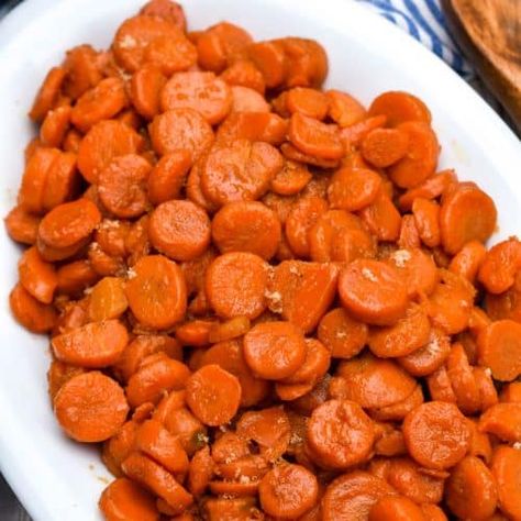 Quick & Easy Brown Sugar Glazed Canned Carrots - The Quicker Kitchen Candied Canned Carrots, Sweet Carrots Brown Sugar Easy, Brown Sugar Carrots Stovetop, Glazed Canned Carrots, Cracker Barrel Carrots, Canned Carrots, Turkey Ham, Sweet Carrot, Brown Sugar Glaze