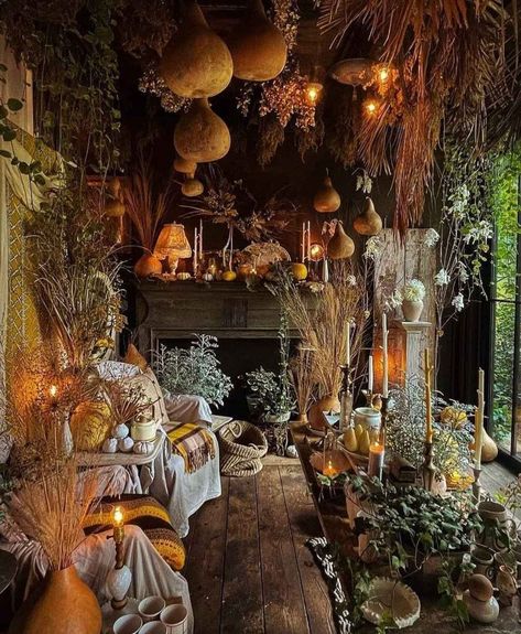 Witchy Spaces Home, Witchcore Interior Design, Fairycore Home Aesthetic, Practical Magic Interior Design, Witchy Window Decor, Practical Magic Decor Inspiration, Witchy Room Ideas, Goblincore Aesthetic Room, Fairy Reference